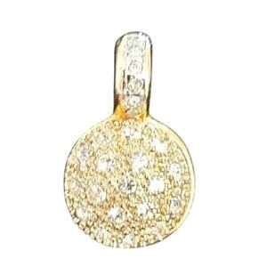 Radiant Goldtone Circle Pendant with Crystal Clear Rhinestones Sparkly Dazzling